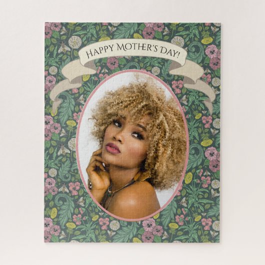 Vintage Yellow Dandelions Pink Pansy Faces Bees Puzzle (Vertikal)