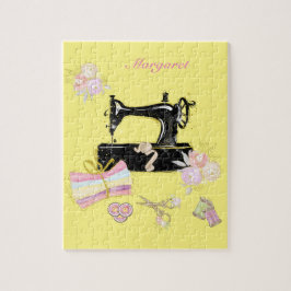 Vintage Yellow Quilting Sewing Machine Puzzle