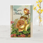 Vintage Yellow Roses Birthday Karte (Gelbe Blume)