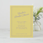 Vintage Yellow Scalloped Doodle Bridal Shower Einladung (Stehend Vorderseite)