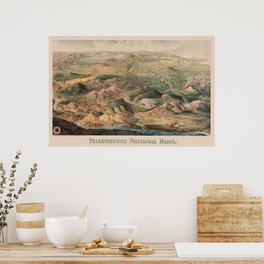 Vintage Yellowstone-Abbildung Poster (Küche)