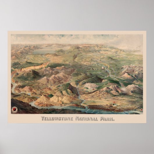 Vintage-Yellowstone-Illustrationsposter Poster (Vorne)