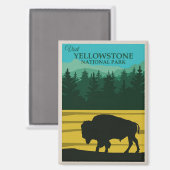 Vintage Yellowstone Nationalpark Bison Büffel Magnet (Vorderseite/Rückseite)