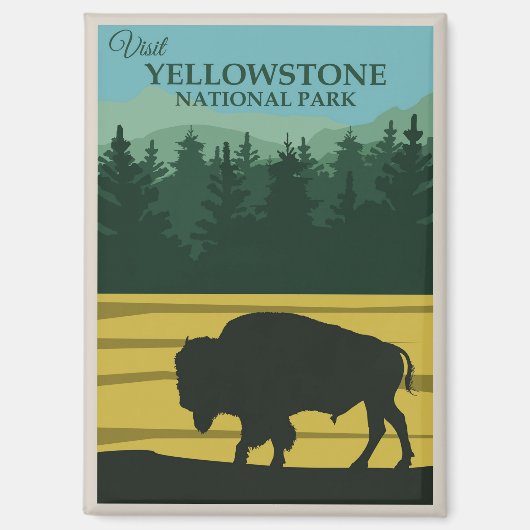 Vintage Yellowstone Nationalpark Bison Büffel Magnet (Vorderseite)