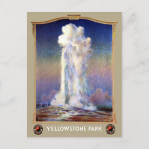 Vintage Yellowstone Nationalpark Geyser Poster Postkarte