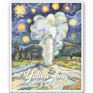 Vintage Yellowstone Old Faithful Van Gogh Stil Aufkleber
