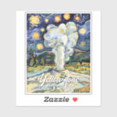 Vintage Yellowstone Old Faithful Van Gogh Style Aufkleber (Blatt)