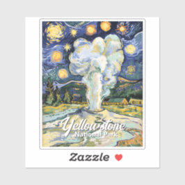 Vintage Yellowstone Old Faithful Van Gogh Style Aufkleber