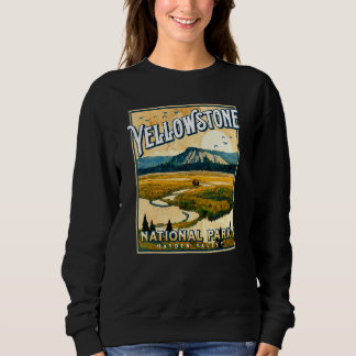 Vintage Yellowstone Park Poster Hayden Valley Pain Sweatshirt