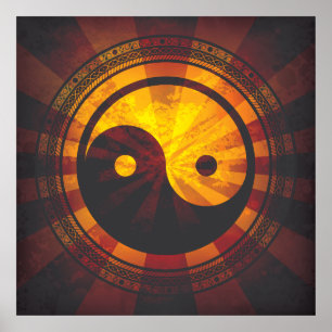 Vintage Yin Yang Symbol Print Poster