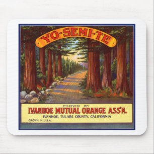 Vintage Yo-Semi-Te Orange Etikett Mousepad