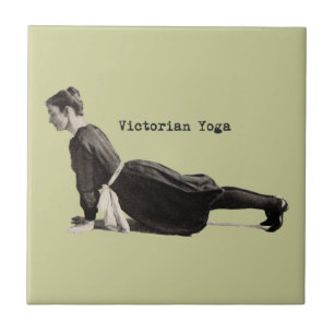 Vintage Yoga-Frau bis Hund Antike Fliese