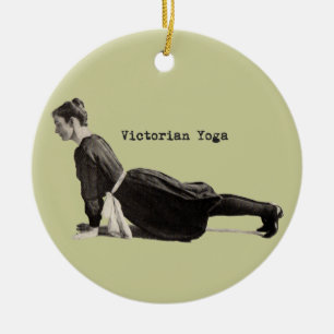 Vintage Yoga-Frau bis Hund Antike Keramikornament