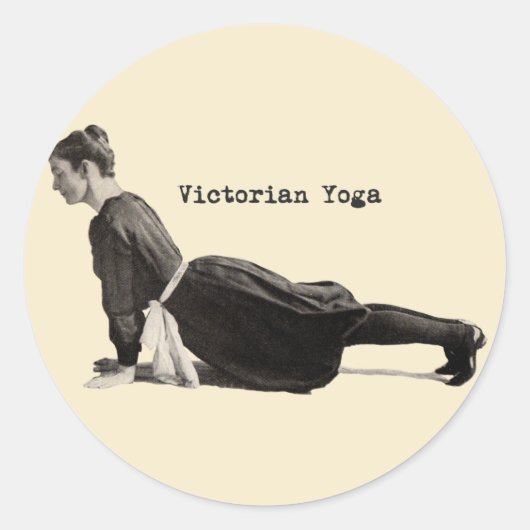 Vintage Yoga-Frau bis Hund Antike Runder Aufkleber (Vorderseite)