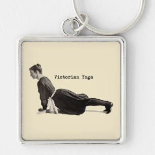 Vintage-Yoga-Frau in der Aufwärts-Hund-Pose Schlüsselanhänger
