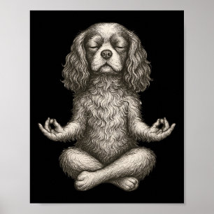Vintage Yoga Hund Cavalier King Charles Spaniel Lu Poster