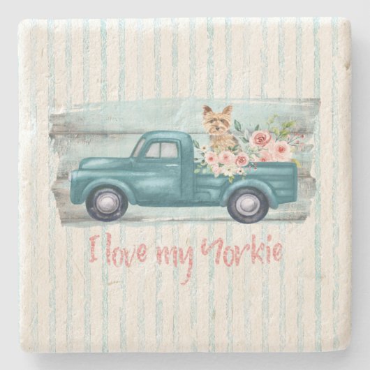 Vintage Yorkie Steinuntersetzer (Vorderseite)