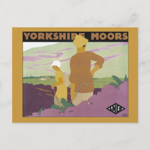 Vintage Yorkshire Moors, Eisenbahn Reise-Werbung 1 Postkarte