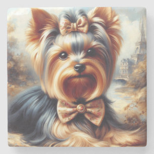 Vintage Yorkshire Terrier Gemälde Steinuntersetzer