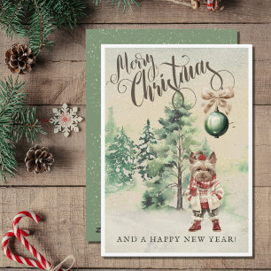 Vintage Yorkshire Terrier Hund Feiertagskarte