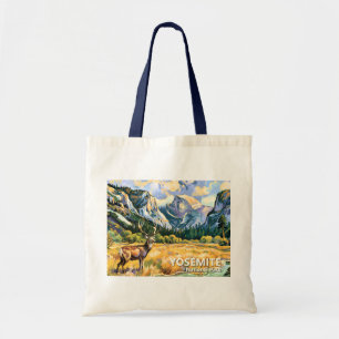 Vintage-Yosemite-Half-Dome-Tier-Hirsch-Malerei Tragetasche