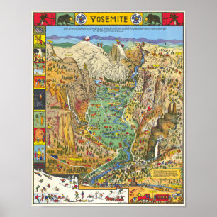 Vintage Yosemite-Karte des Nationalparks 1931 Poster