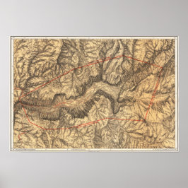 Vintage Yosemite National Park Map 1883 Poster