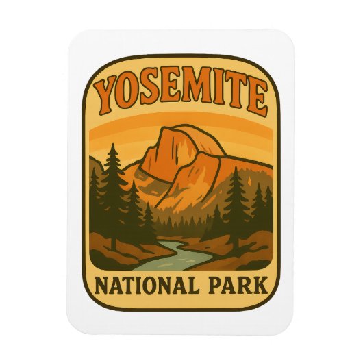 Vintage Yosemite National Park Retro Half Dome Magnet (Vertikal)