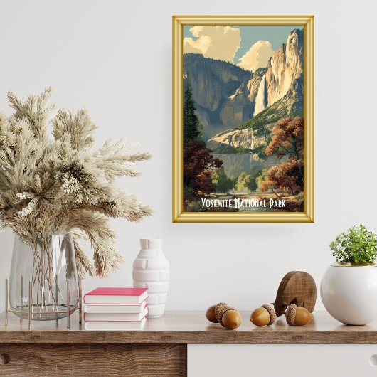 Vintage Yosemite National Park River Retro Hiking Poster
