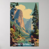 Vintage Yosemite National Park Valley River View Poster (Vorne)