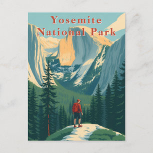 Vintage Yosemite Nationalpark USA Wanderer Postkarte