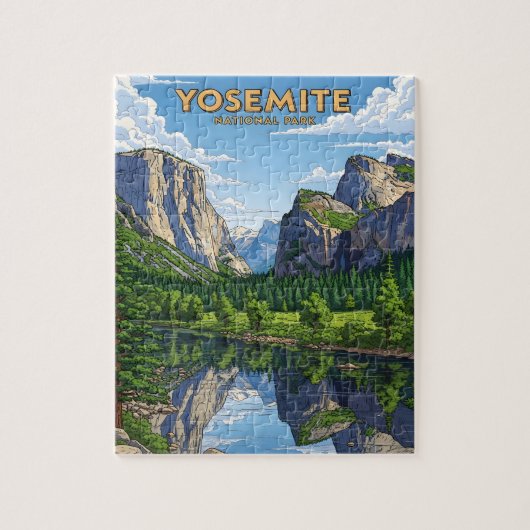 Vintage Yosemite-Nationalparklandschaft Puzzle (Vertikal)