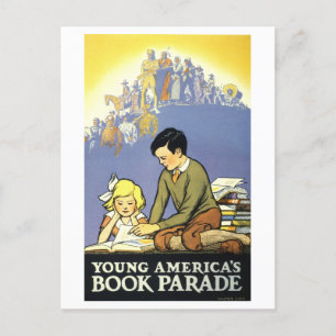 Vintage-"Young America's Book Parade"-Poster Postkarte