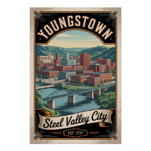 Vintage Youngstown Ohio Retro-Reise Poster