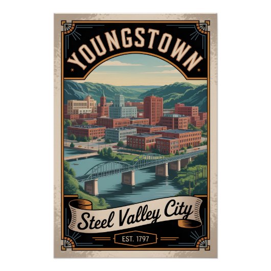 Vintage Youngstown Ohio Retro-Reise Poster (Vorderseite)