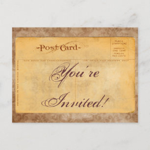 Vintage You're Invited Damask-Einladungskarten Einladungspostkarte