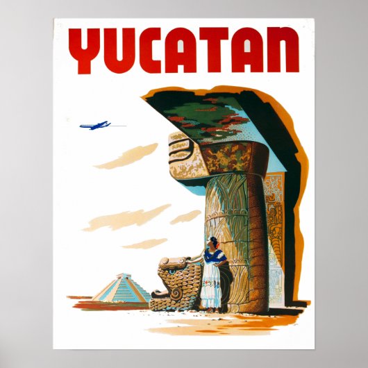 Vintage Yucatan Mexico Reise Poster (Vorne)