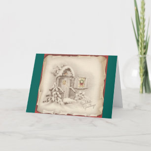 Vintage Yuletide Grußkarte Feiertagskarte