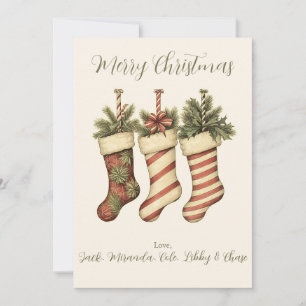 Vintage Yuletide Strumpf Frohe Weihnachtskarte Feiertagskarte
