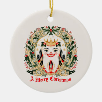 Vintage-Zahn-Weihnachtskarte Keramik Ornament