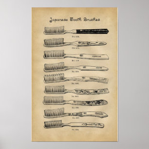Vintage Zahnbürsten Poster