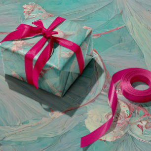 Vintage zarte blaue und rosa Blumenmuster Geschenkpapier