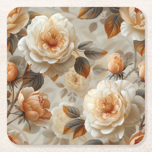 Vintage zarte Blumenmuster. Rechteckiger Pappuntersetzer (Vorderseite)