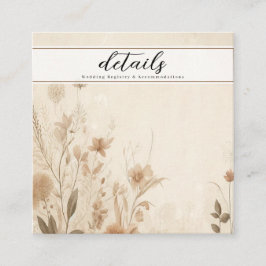 Vintage zarte botanische Blumendetails Quadratische Visitenkarte