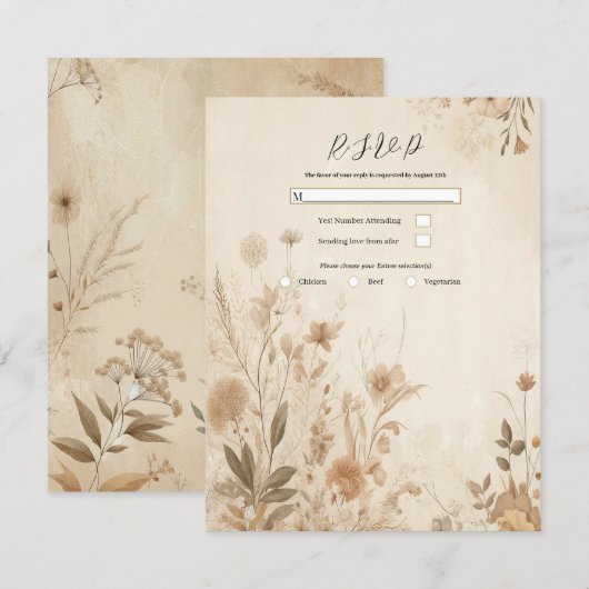 Vintage zarte Botanische Hochzeit Einladung (Vorne/Hinten)