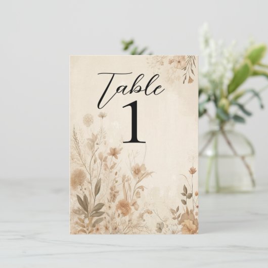 Vintage zarte Botanische Hochzeit Einladung (Stehend Vorderseite)