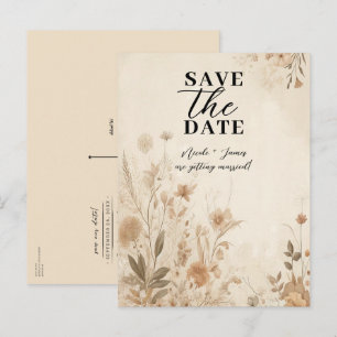 Vintage zarte florale botanische Boho-Hochzeit  Ankündigungspostkarte