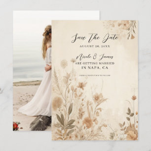 Vintage Zarte Florale Botanische Boho Hochzeit Einladung