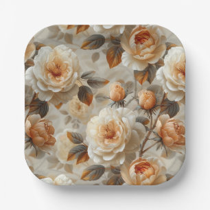 Vintage zartes Blumenmuster. Pappteller