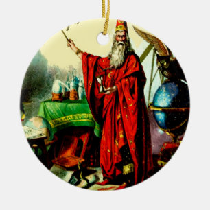 Vintage-Zauberer-Magier Merlin Schicksal Litho-Lab Keramik Ornament